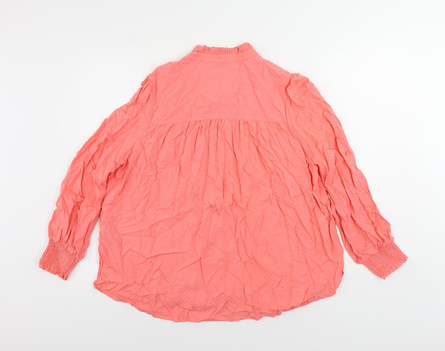 Marks and Spencer Womens Pink Viscose Basic Blouse Size 14 V-Neck