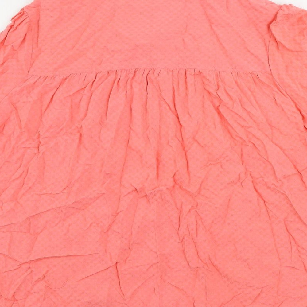 Marks and Spencer Womens Pink Viscose Basic Blouse Size 14 V-Neck