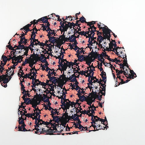 Marks and Spencer Womens Multicoloured Floral Viscose Basic Blouse Size 10 Mock Neck