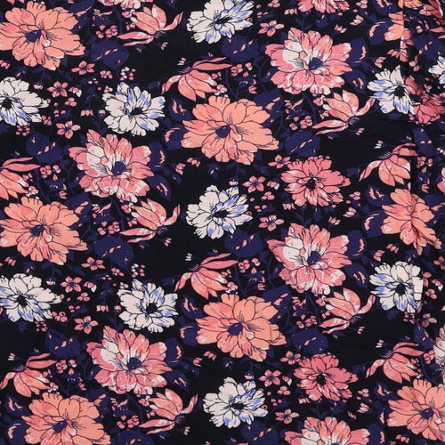 Marks and Spencer Womens Multicoloured Floral Viscose Basic Blouse Size 10 Mock Neck