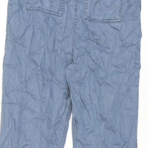 Marks and Spencer Womens Blue Lyocell Trousers Size 14 L30 in Regular Drawstring