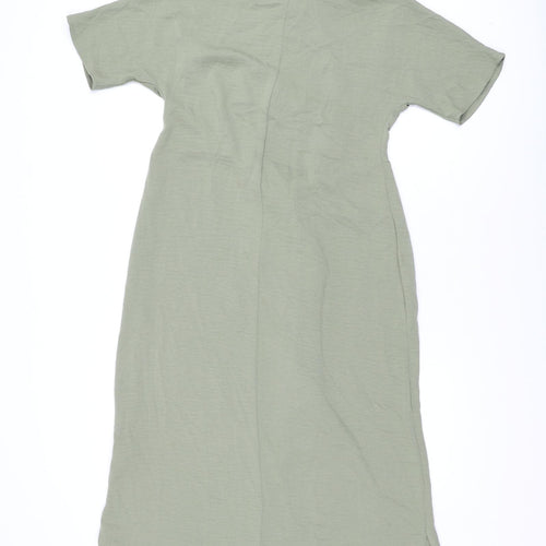 Marks and Spencer Womens Green Polyester Shirt Dress Size 8 Collared Button