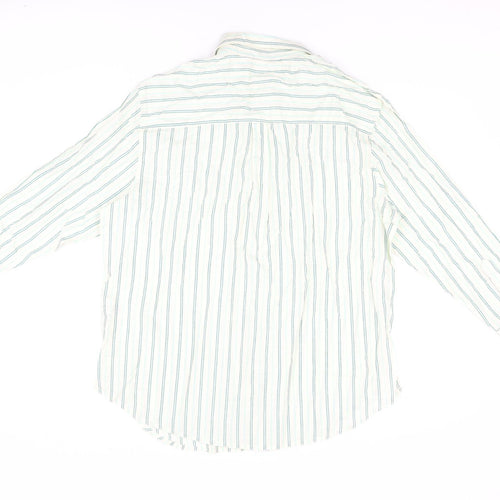 Marks and Spencer Womens Ivory Striped Cotton Basic Button-Up Size 16 Collared