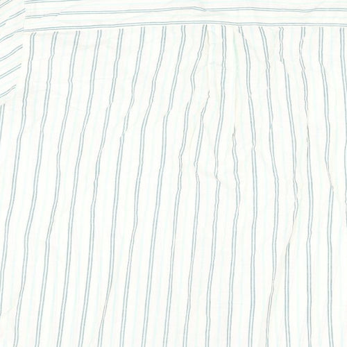 Marks and Spencer Womens Ivory Striped Cotton Basic Button-Up Size 16 Collared