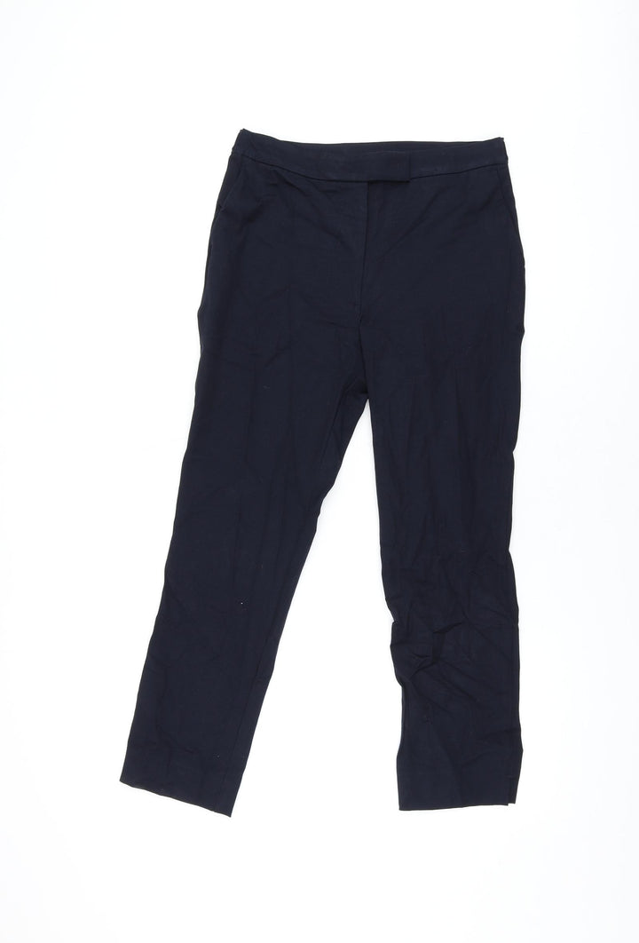 Marks and Spencer Womens Black Viscose Trousers Size 10 L24.5 in Regular Zip
