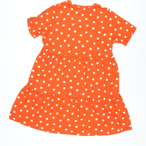 Marks and Spencer Womens Red Polka Dot Viscose Shift Size 18 Round Neck Pullover