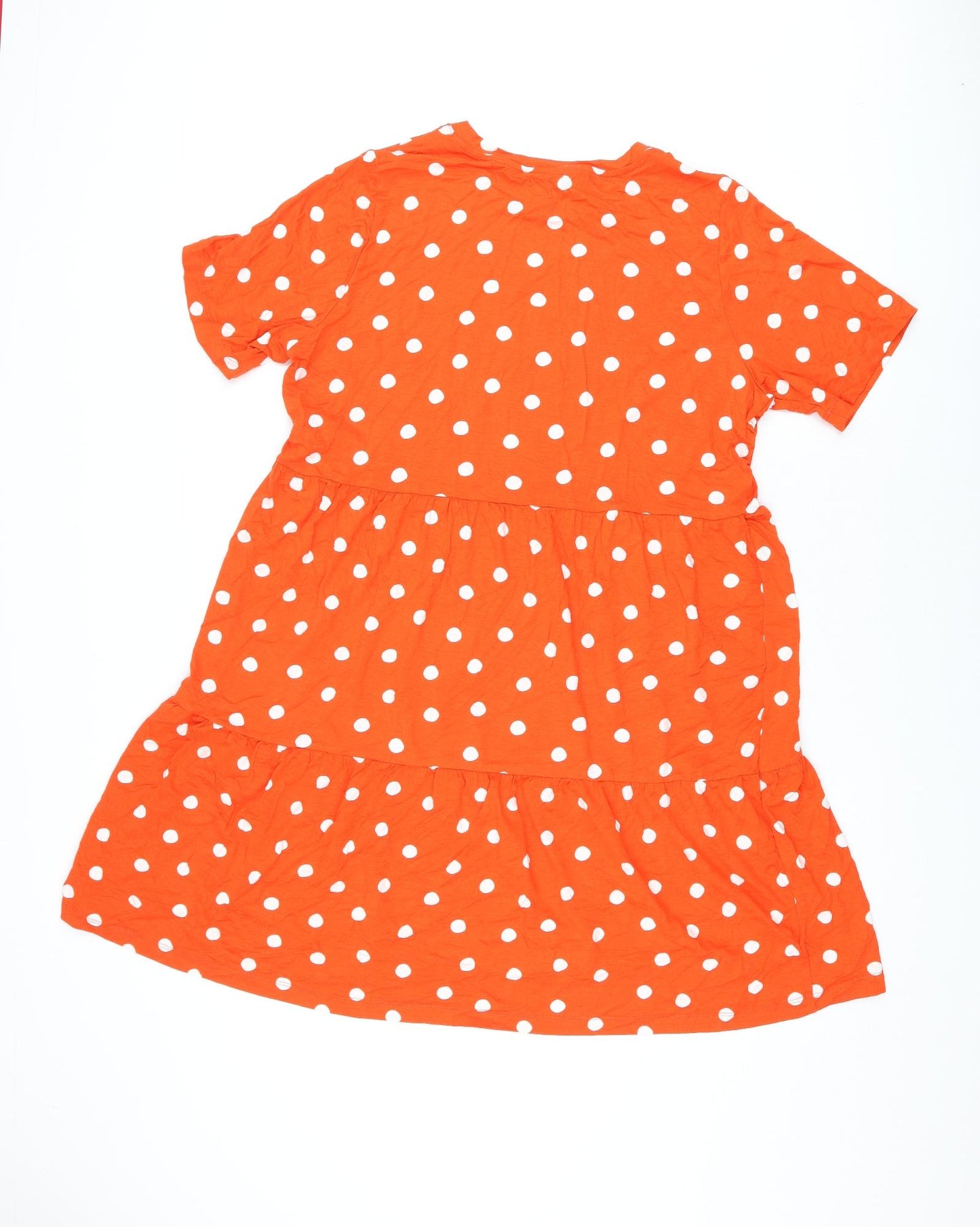 Marks and Spencer Womens Red Polka Dot Viscose Shift Size 18 Round Neck Pullover