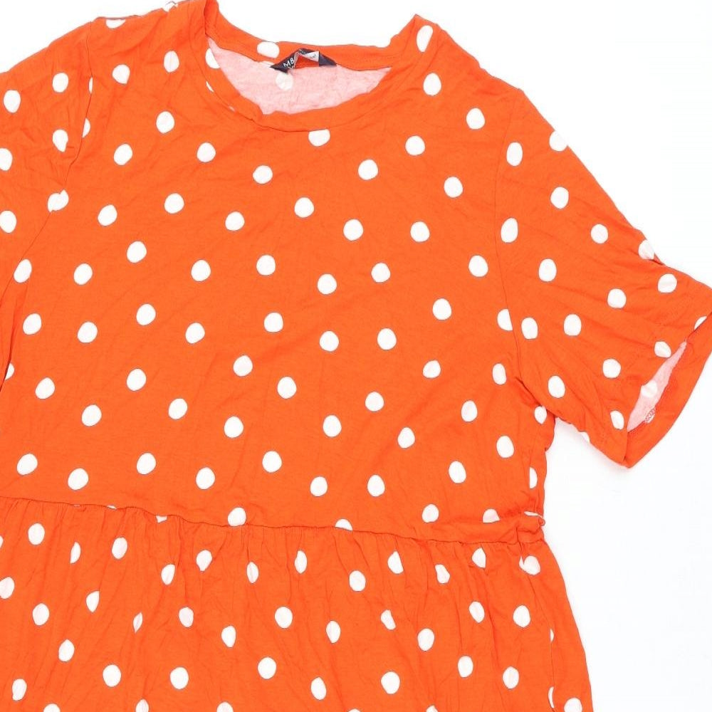 Marks and Spencer Womens Red Polka Dot Viscose Shift Size 18 Round Neck Pullover