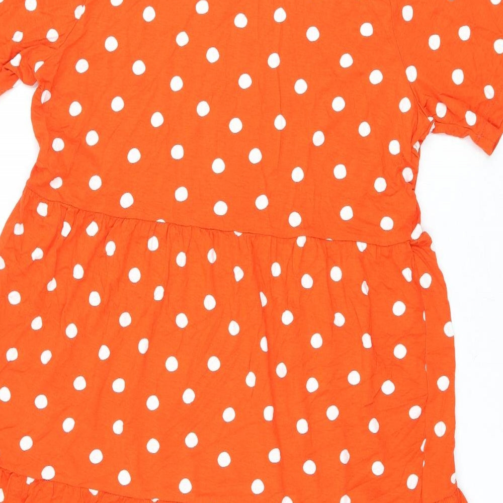 Marks and Spencer Womens Red Polka Dot Viscose Shift Size 18 Round Neck Pullover