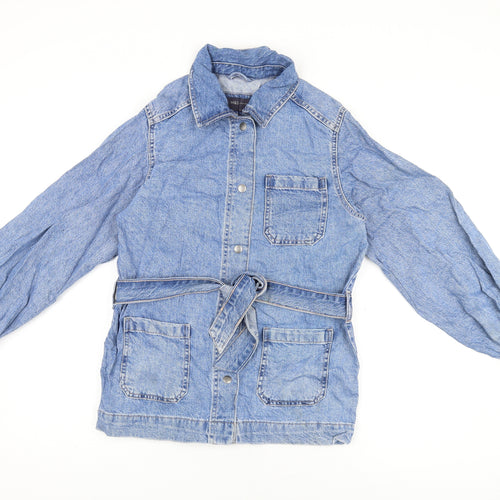 Marks and Spencer Womens Blue Jacket Size 8 Snap - Belted
