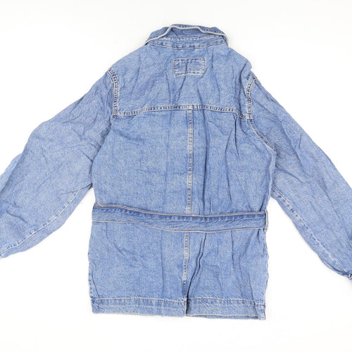 Marks and Spencer Womens Blue Jacket Size 8 Snap - Belted