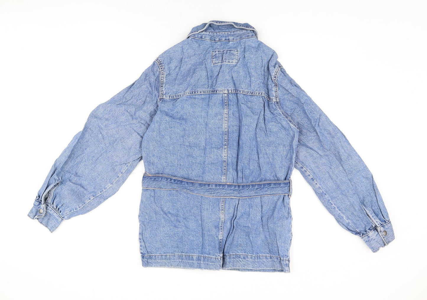 Marks and Spencer Womens Blue Jacket Size 8 Snap - Belted