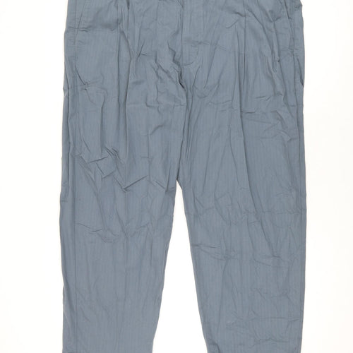 Marks and Spencer Mens Blue Cotton Trousers Size 44 in L29 in Regular Zip