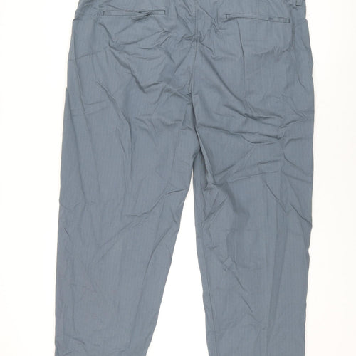 Marks and Spencer Mens Blue Cotton Trousers Size 44 in L29 in Regular Zip