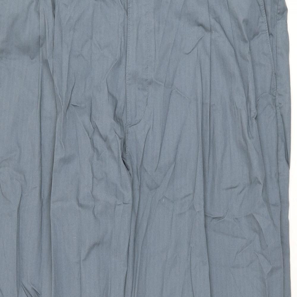 Marks and Spencer Mens Blue Cotton Trousers Size 44 in L29 in Regular Zip