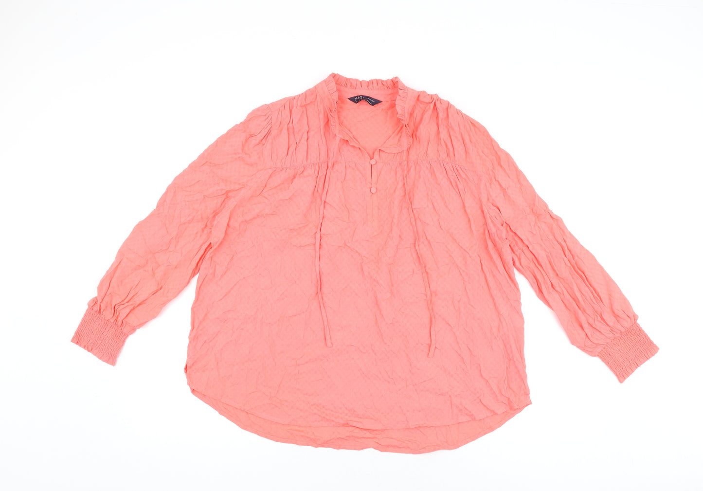 Marks and Spencer Womens Pink Viscose Basic T-Shirt Size 12 Round Neck