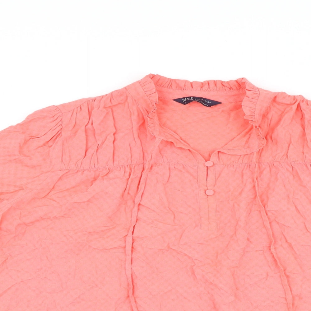 Marks and Spencer Womens Pink Viscose Basic T-Shirt Size 12 Round Neck