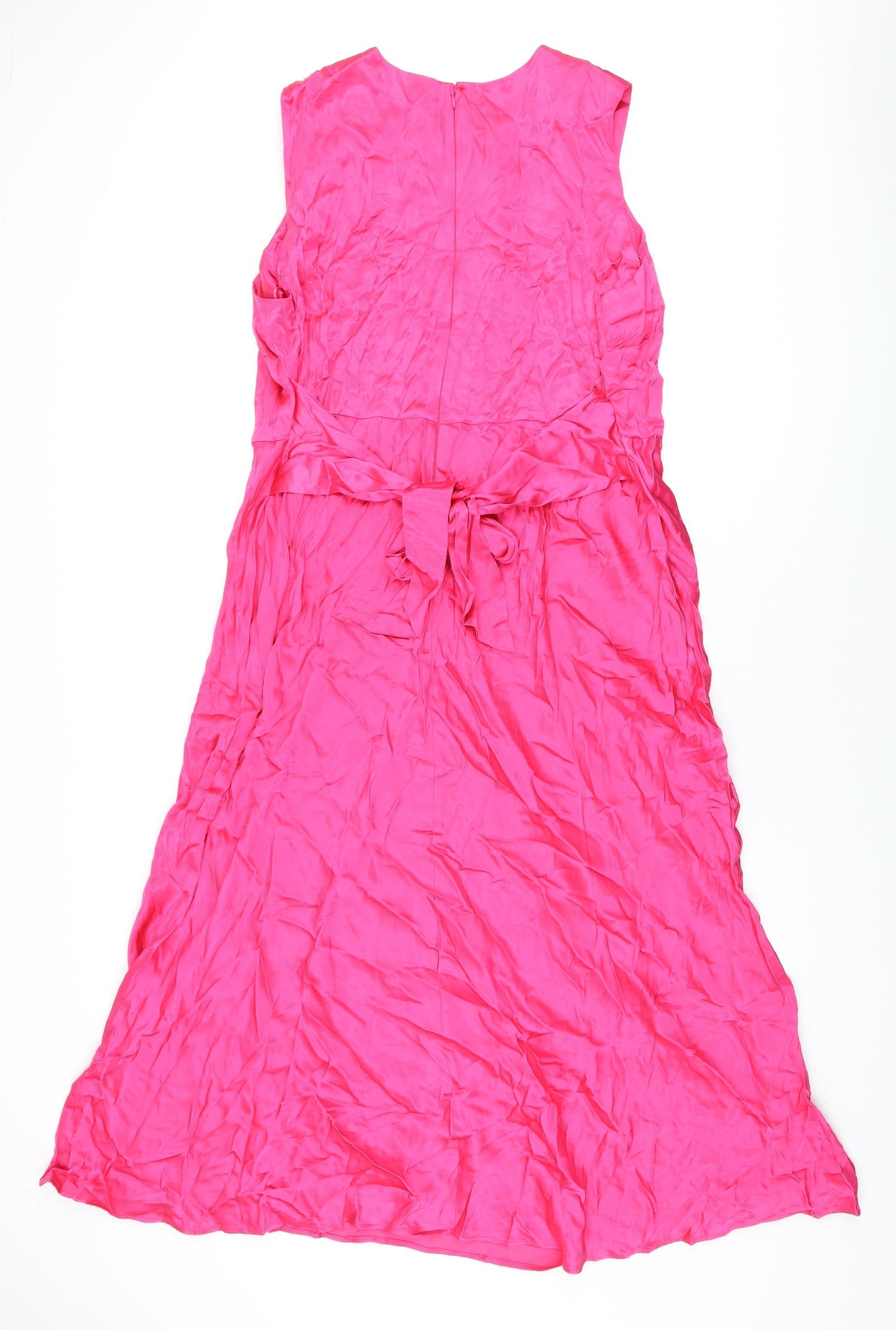 Marks and Spencer Womens Pink Viscose A-Line Size 20 Round Neck Zip