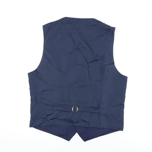 Marks and Spencer Mens Blue Polyester Jacket Suit Waistcoat Size M Regular