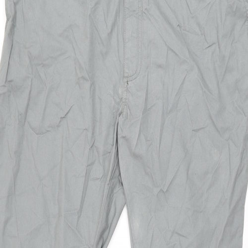Marks and Spencer Mens Grey Cotton Trousers Size 42 in L33 in Regular Zip