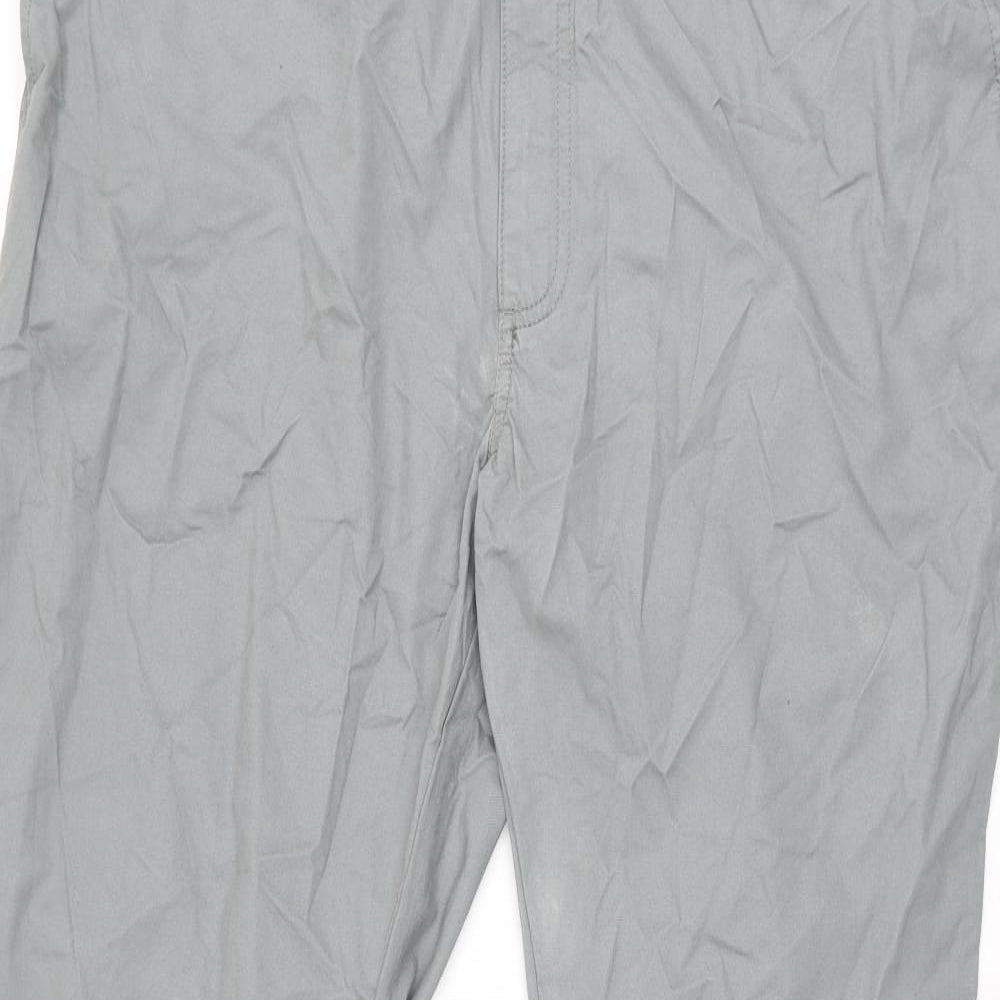 Marks and Spencer Mens Grey Cotton Trousers Size 42 in L33 in Regular Zip