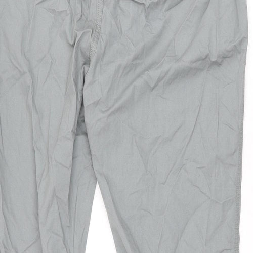 Marks and Spencer Mens Grey Cotton Trousers Size 42 in L33 in Regular Zip