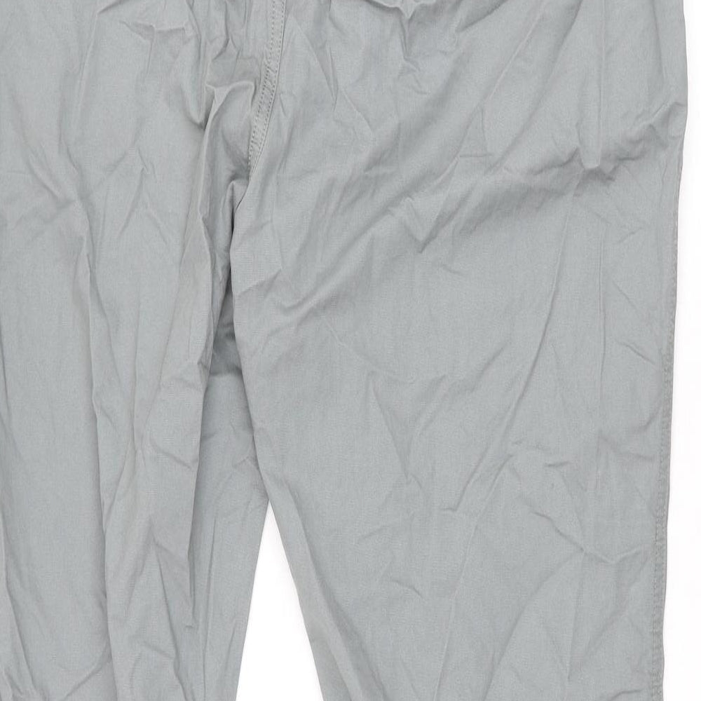 Marks and Spencer Mens Grey Cotton Trousers Size 42 in L33 in Regular Zip