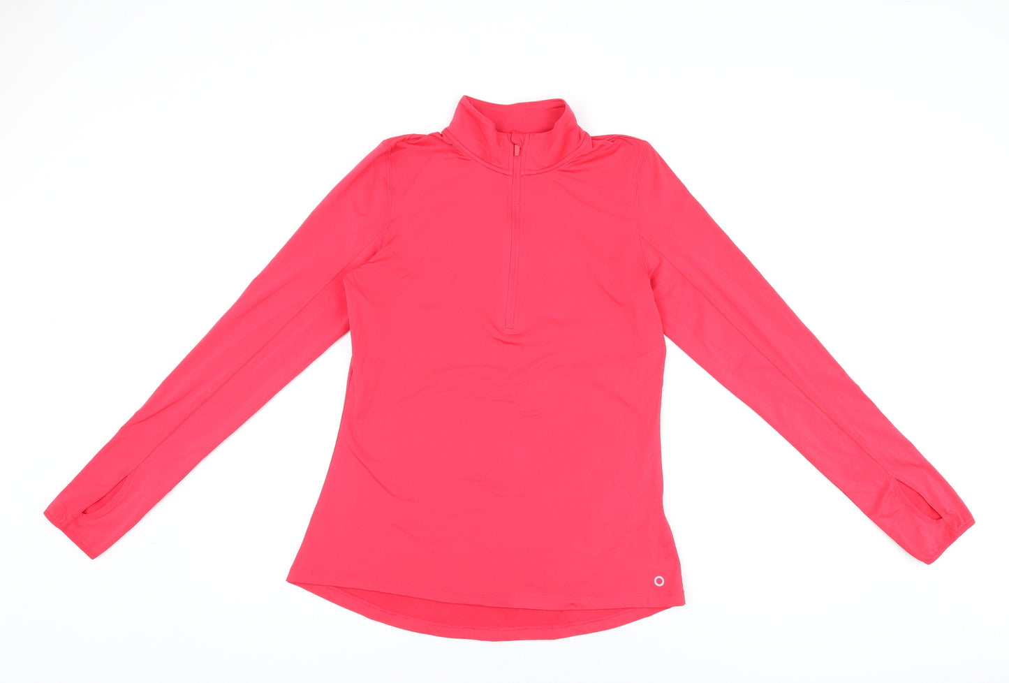Goodmove Womens Pink Polyester Basic T-Shirt Size 12 High Neck Zip