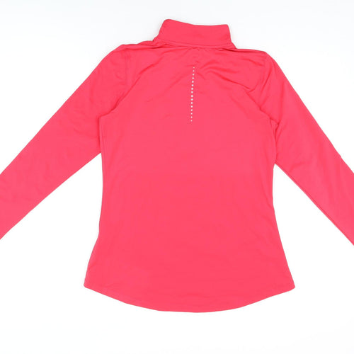 Goodmove Womens Pink Polyester Basic T-Shirt Size 12 High Neck Zip