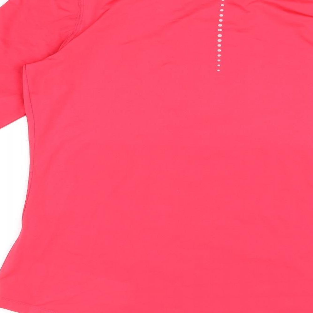 Goodmove Womens Pink Polyester Basic T-Shirt Size 12 High Neck Zip