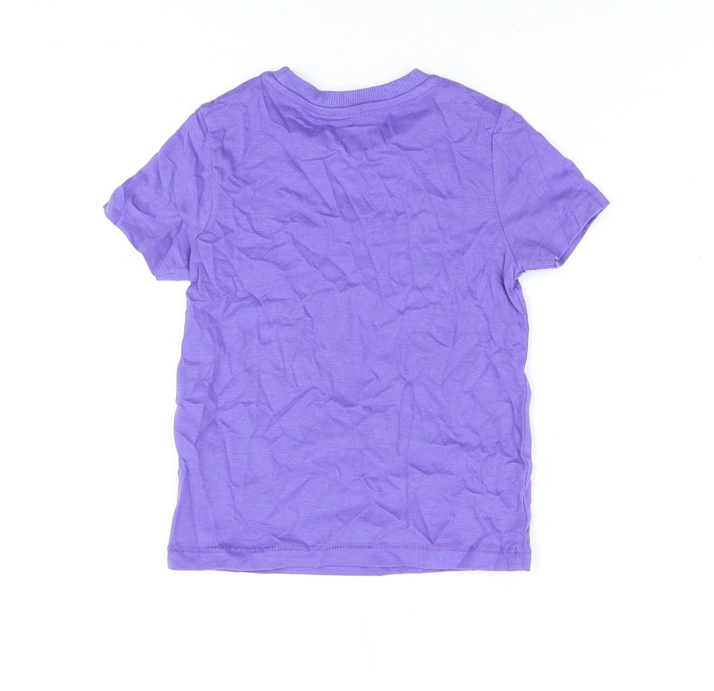 Marks and Spencer Girls Purple Cotton Basic T-Shirt Size 3-4 Years Round Neck Pullover - Summer Holiday