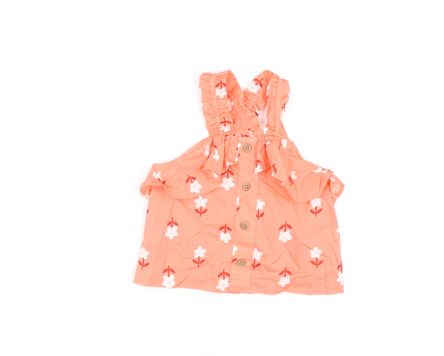 Marks and Spencer Girls Pink Floral Cotton Basic T-Shirt Size 3-4 Years Square Neck Pullover