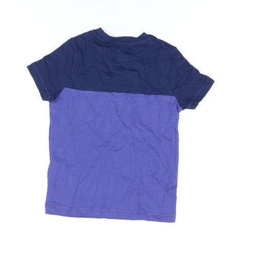 Marks and Spencer Boys Purple Cotton Basic T-Shirt Size 3-4 Years Round Neck Pullover