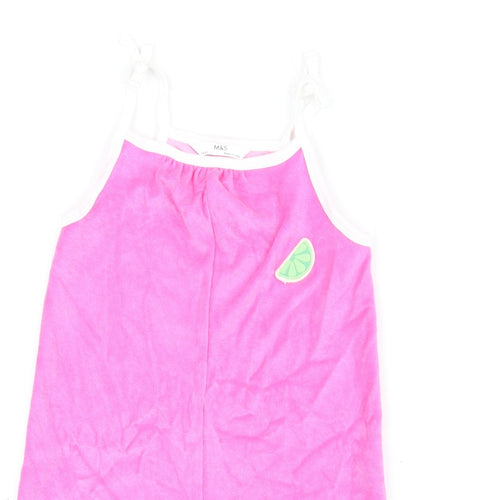 Marks and Spencer Girls Pink Cotton Playsuit One-Piece Size 3-4 Years Pullover