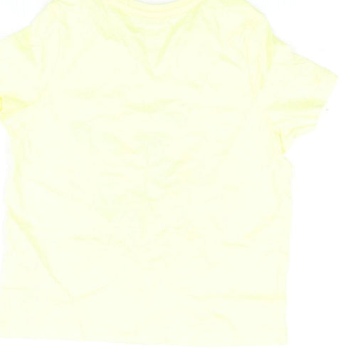 Marks and Spencer Girls Yellow Cotton Basic T-Shirt Size 3-4 Years Round Neck Pullover - Dolphin And Turtle Print