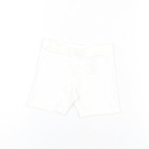 Marks and Spencer Girls White Cotton Biker Shorts Size 3-4 Years Regular