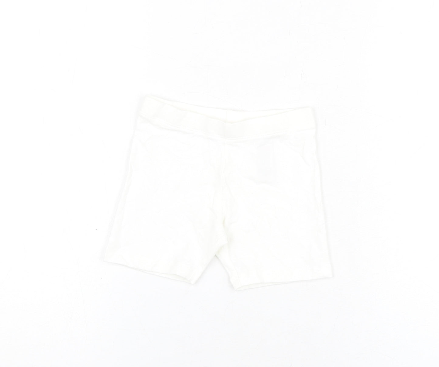 Marks and Spencer Girls White Cotton Biker Shorts Size 3-4 Years Regular