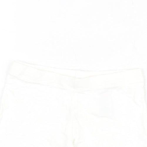 Marks and Spencer Girls White Cotton Biker Shorts Size 3-4 Years Regular