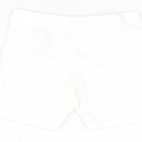 Marks and Spencer Girls White Cotton Biker Shorts Size 3-4 Years Regular