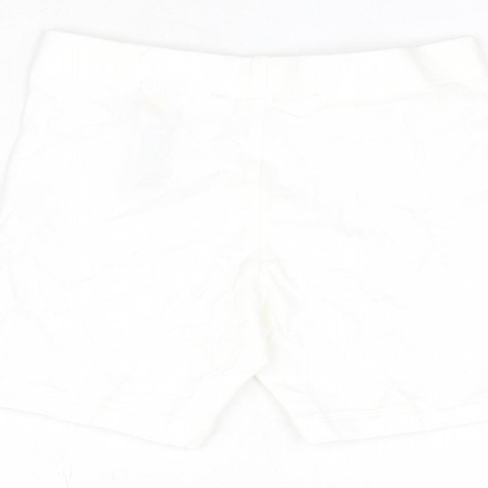 Marks and Spencer Girls White Cotton Biker Shorts Size 3-4 Years Regular