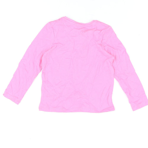 Marks and Spencer Girls Pink Cotton Basic T-Shirt Size 3-4 Years Round Neck Pullover - Hedgehog Print