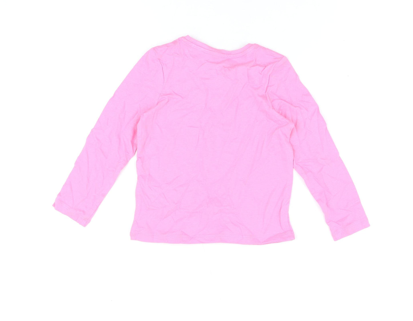 Marks and Spencer Girls Pink Cotton Basic T-Shirt Size 3-4 Years Round Neck Pullover - Hedgehog Print