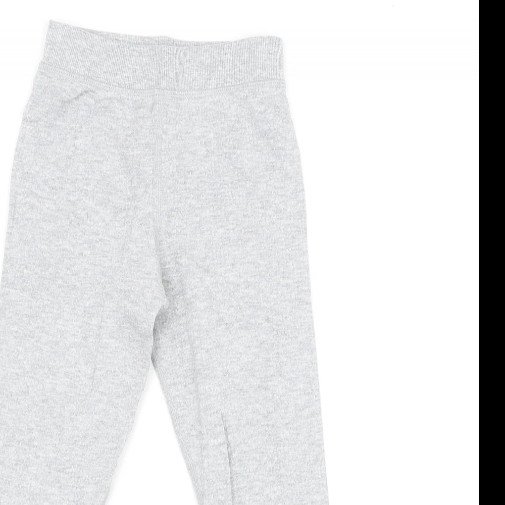 Marks and Spencer Girls Grey Cotton Pedal Pusher Trousers Size 3-4 Years Regular Pullover - Thermal Legging