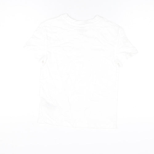 Marks and Spencer Boys White Cotton Basic T-Shirt Size 7-8 Years Round Neck Pullover