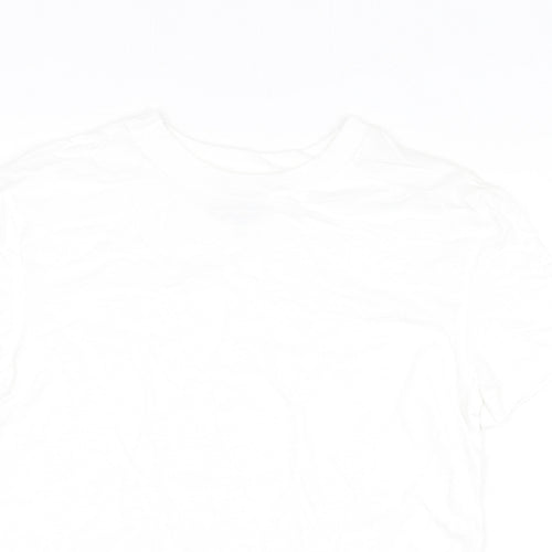 Marks and Spencer Boys White Cotton Basic T-Shirt Size 7-8 Years Round Neck Pullover