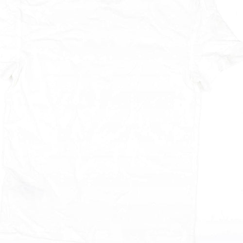 Marks and Spencer Boys White Cotton Basic T-Shirt Size 7-8 Years Round Neck Pullover