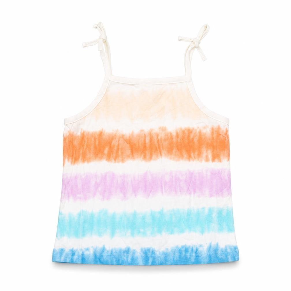 Marks and Spencer Girls Multicoloured Geometric Cotton Basic T-Shirt Size 3-4 Years Square Neck Pullover - Tie Dye