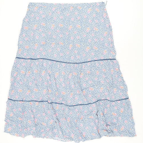 Marks and Spencer Womens Blue Floral Viscose Swing Skirt Size 20 Zip