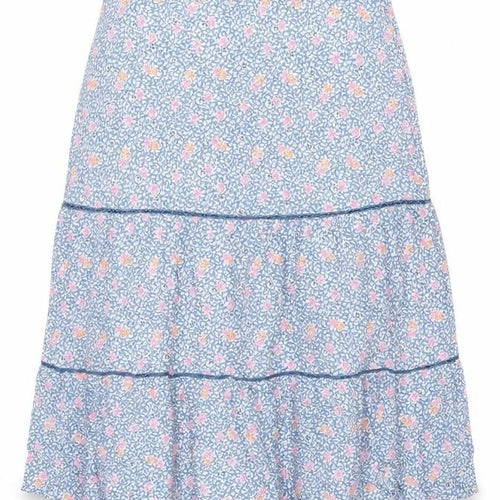 Marks and Spencer Womens Blue Floral Viscose Swing Skirt Size 20 Zip