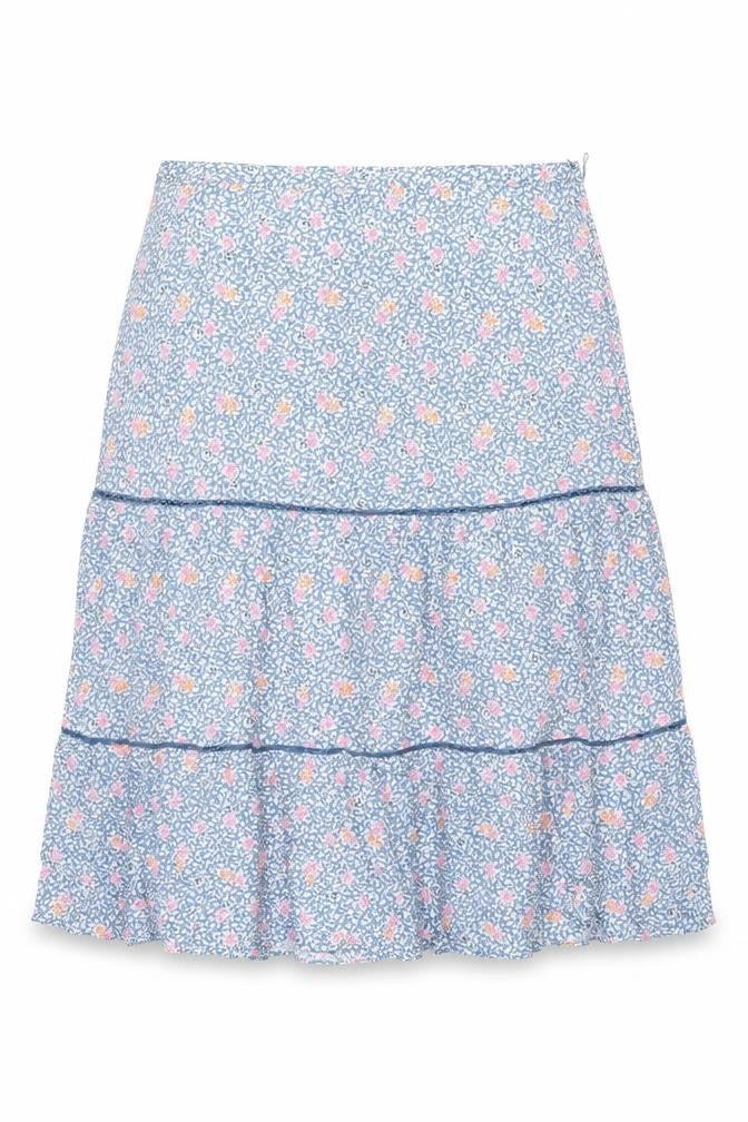 Marks and Spencer Womens Blue Floral Viscose Swing Skirt Size 20 Zip